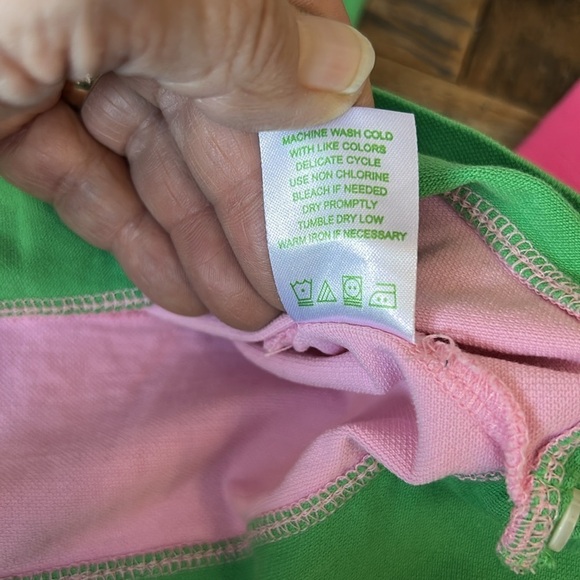 Lilly Pulitzer Girls Long Sleeve Pink Green Striped Polo Shirt Size 8 - Picture 8 of 10